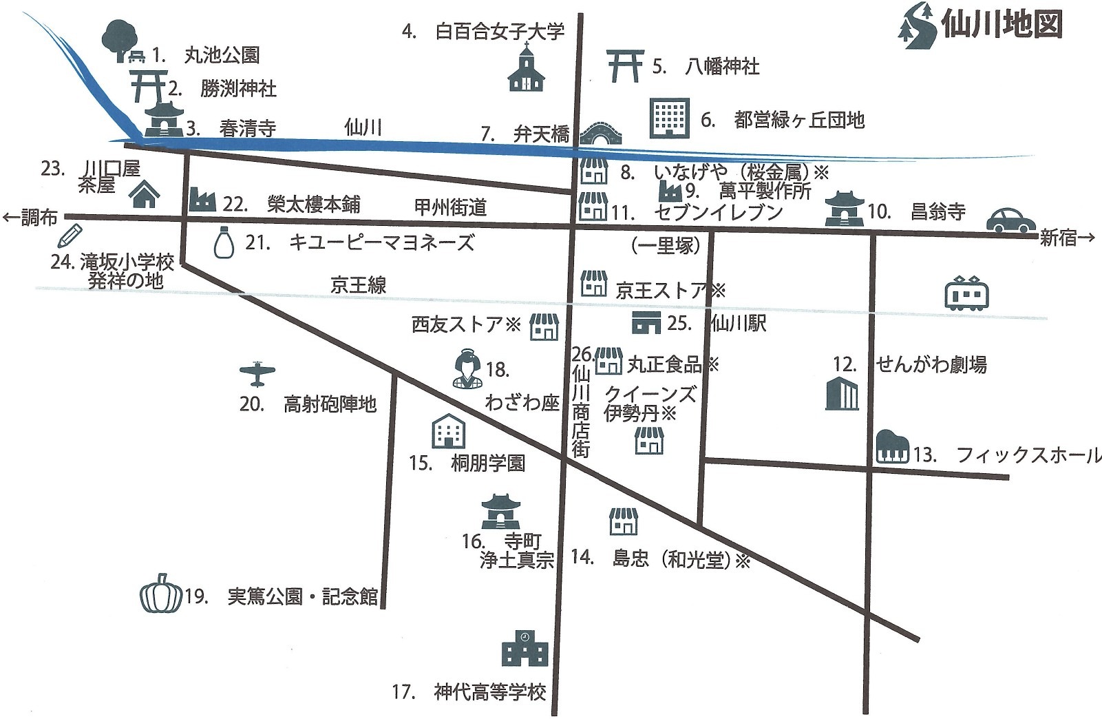 稲川さん手づくりの仙川地図